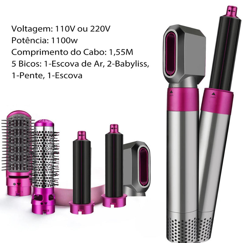 Escova Secadora Alisadora 5 em 1