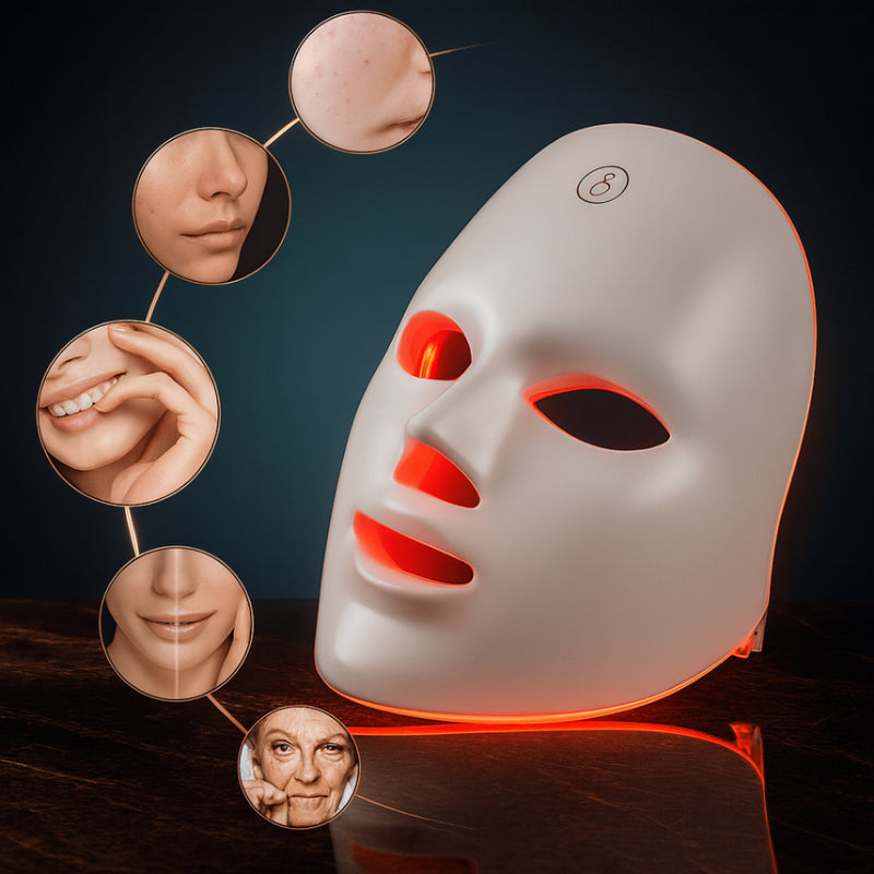 Máscara LED Facial 7 em 1 – Fototerapia Estética, Rejuvenescimento e Antiacne