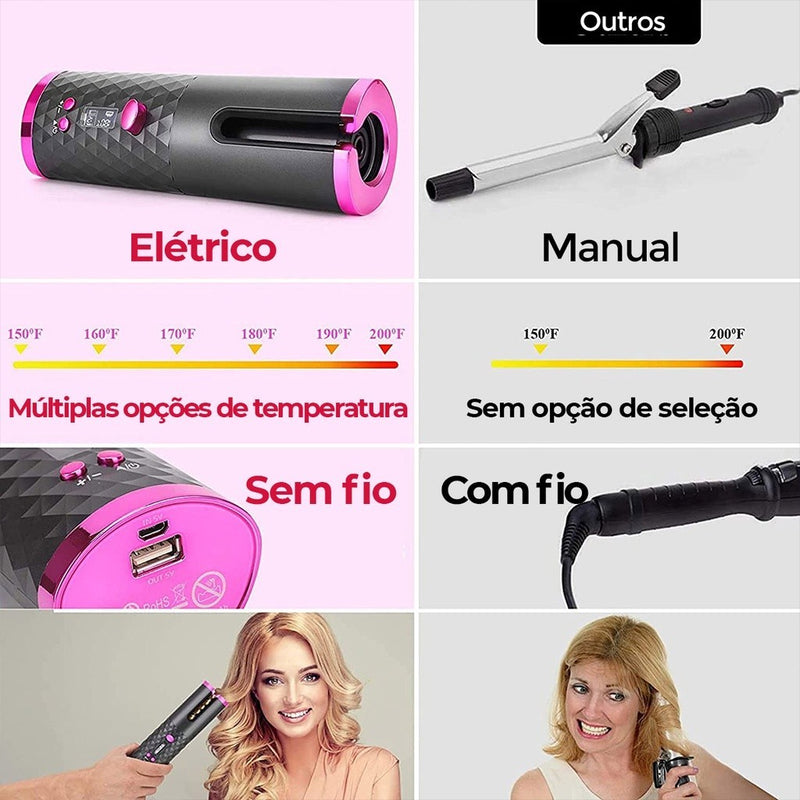 Modelador de Cachos Finalizador Cabelo Automático Sem fio portátil USB profissional