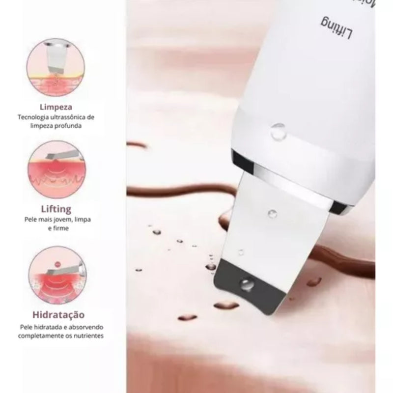 Aparelho de Peeling Esfoliante Ultrassônico Limpeza Facial Profunda